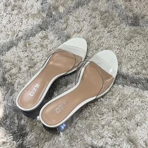 Clear/white heeled sandals